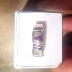 Mens Zuni Inlay Southwest Sterling Ring